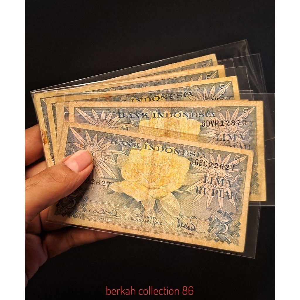 Uang 5 Rupiah Seri Bunga 1959 Asli ory