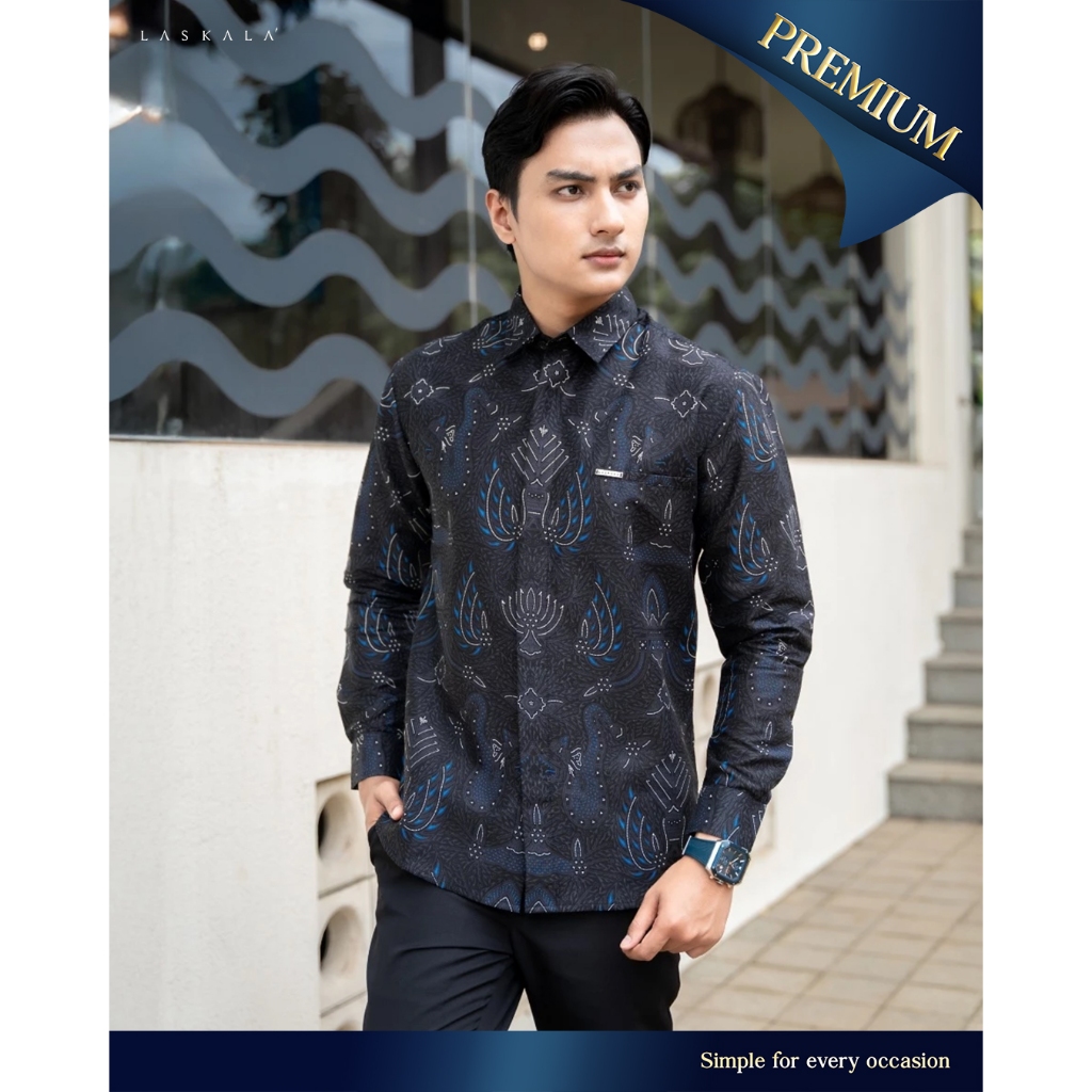 Laskala Batik Premium Pedro Kemeja Batik Pria Slimfit Lengan Panjang