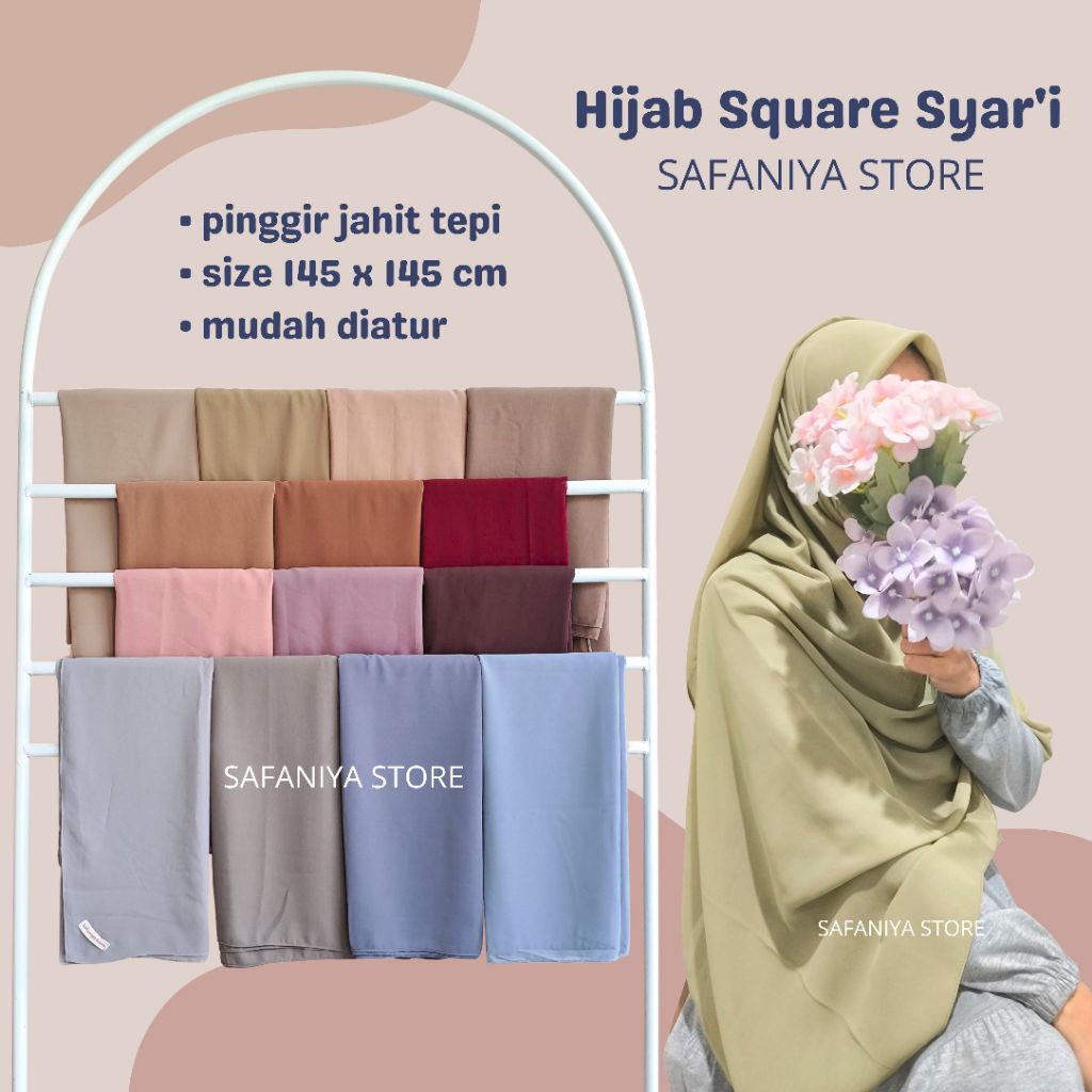 Hijab Square Syar'i | Jilbab square syari jumbo | segiempat syari | jilbab jumbo | jilbab malaysia