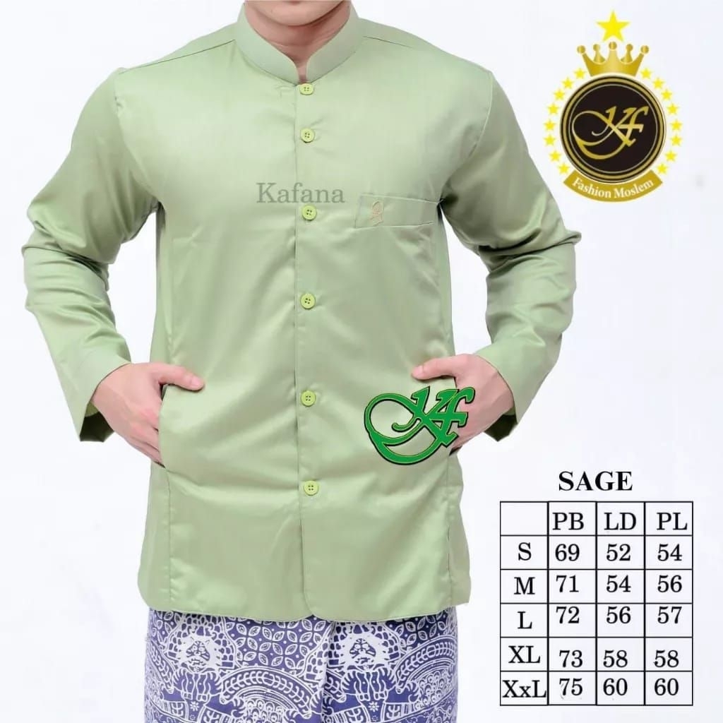 Baju Koko Semi Jas Kafana Ukuran S M L XL XXL Model Bordir Trompah Exclucive Koko Habaib Kafana Dewa