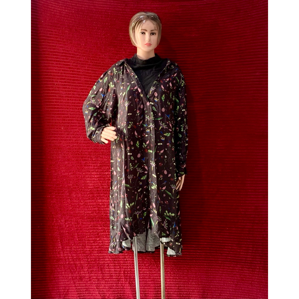 DRESS TUNIK KOREAN STYLE VINTAGE BUNGA RUMBAI OVERSIZE BESAR KEKINIAN
