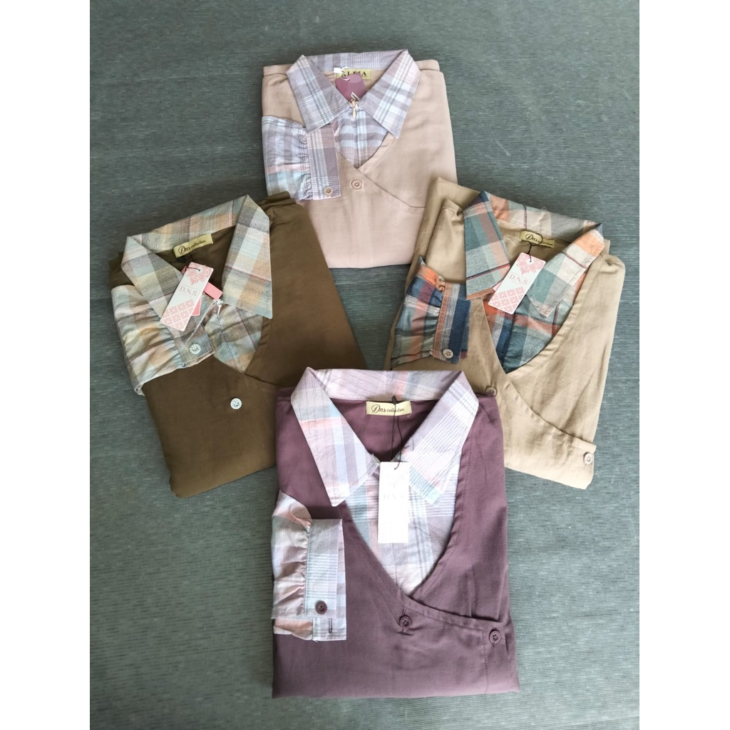 GAMIS DEWASA kotak mix TRISET //Dres casual TRISET