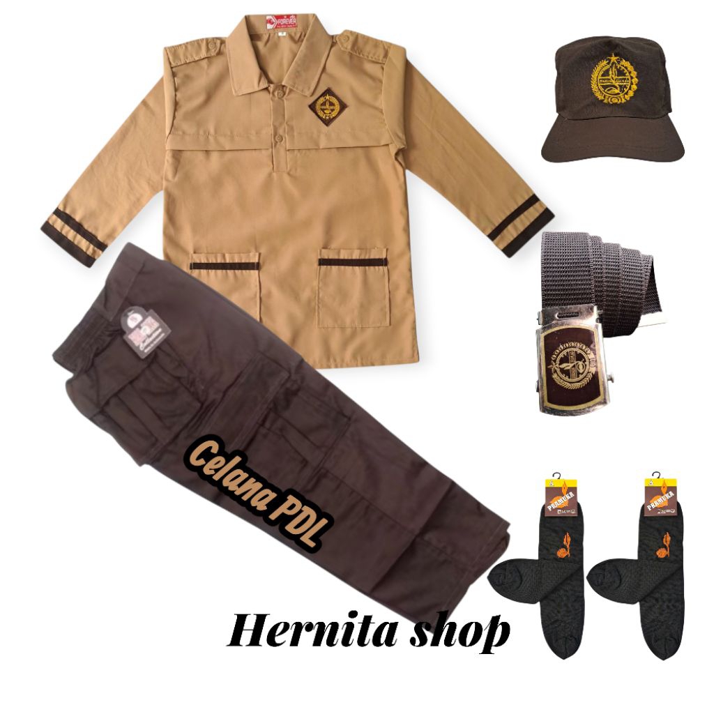 set lengkap seragam Pramuka SIAGA baju panjang list celana PDL Pramuka panjang