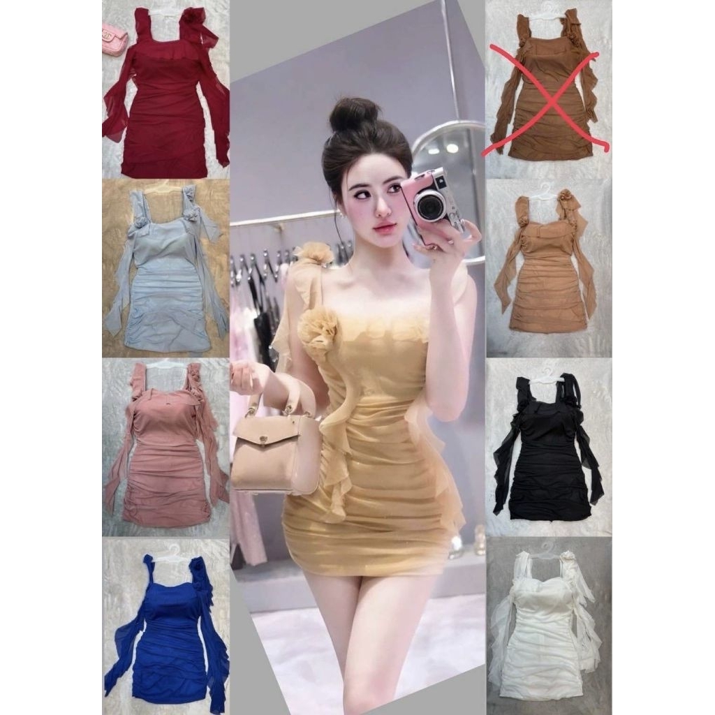 Elxie - 614 SF / dress mini party / Mini dress tile sexy rumbai bunga kekinian / Mini dress women su