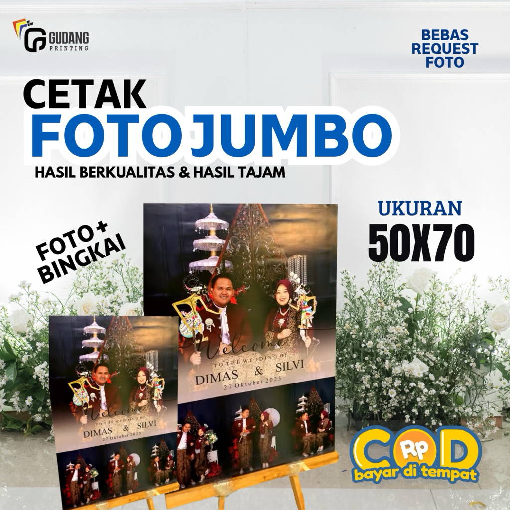 CETAK FOTO BESAR 50x70 BINGKAI MDF Murah
