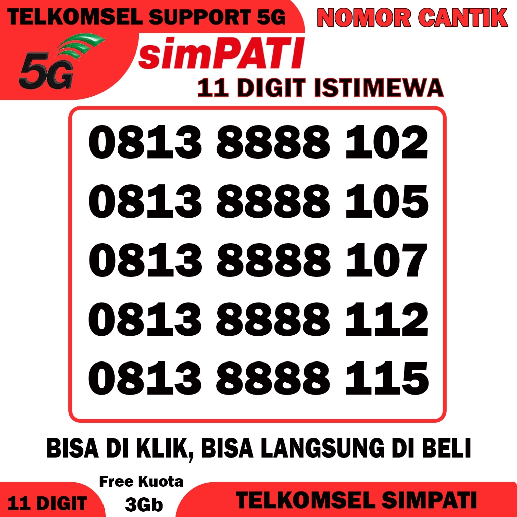 Nomor Cantik Telkomsel Simpati 11 Digit murah