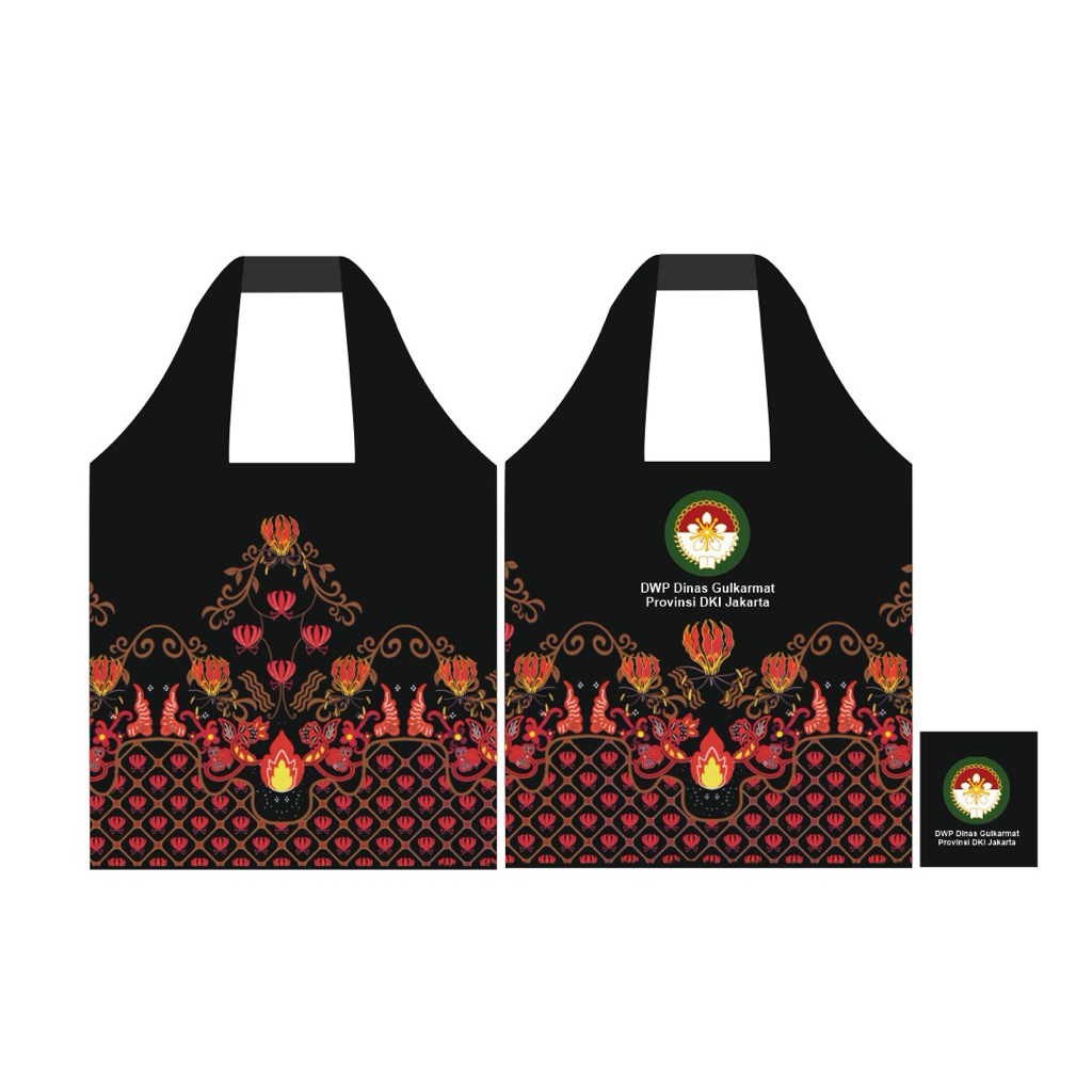 Shopping Bag/ Tas Belanja Lipat Reusable Custom  Full Print uk Besar