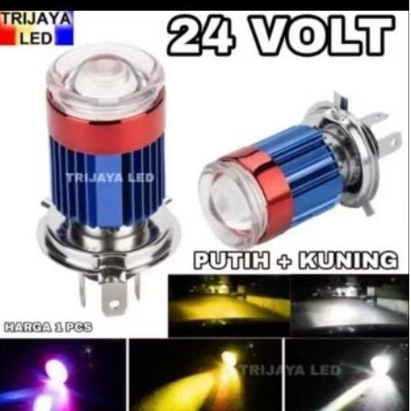 Lampu LED Utama Depan 24 Volt H4 Bodi Senja Biru Merah High Low 2 Warna Laser Gun Putih Kuning D3 Tr