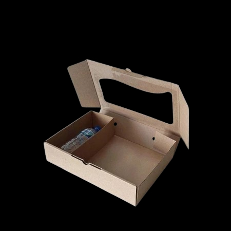 Box Nasi Kardus Packaging Catering Sekat Window Kotak Makanan E Flute Ukuran 31x22x7 Cm
