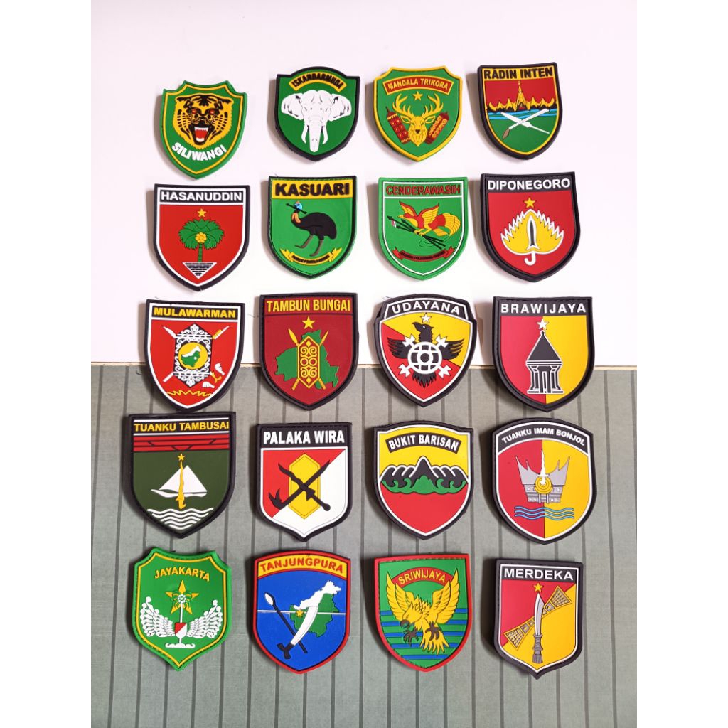 patch rubber kodam siliwangi brawijaya cendrawasih bukitbarisan jayakarta palakawira tambunbungai ta