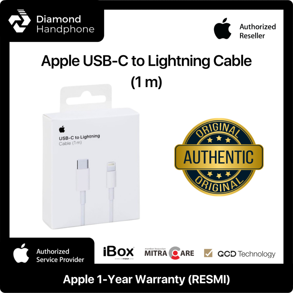 Kabel Charger iPhone Lightning Type C Original Apple USB C Cable Garansi Resmi IBOX