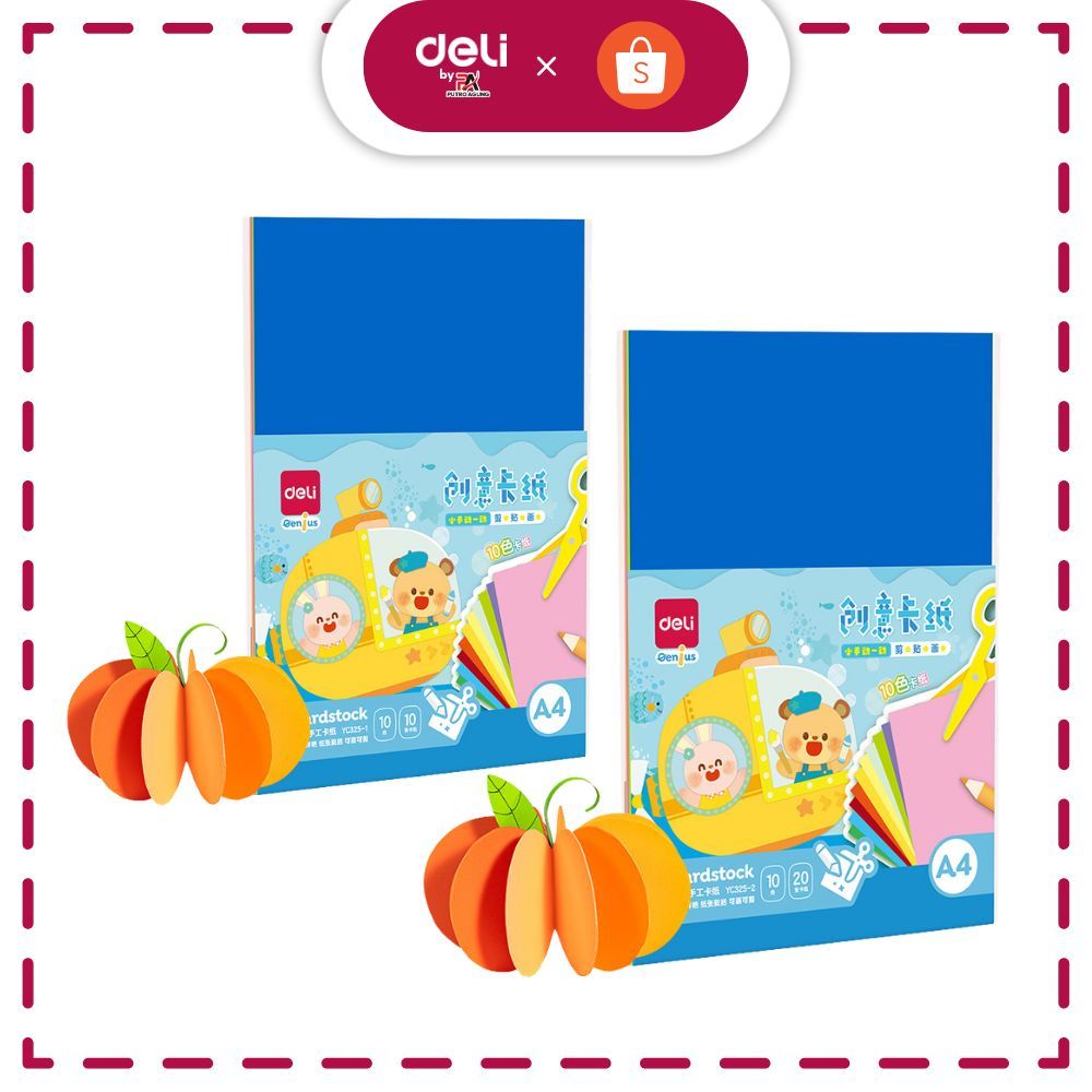 Deli Cardstock YC325 A4 10/20 Lembar - Kertas Warna Tebal 10/20 Warna
