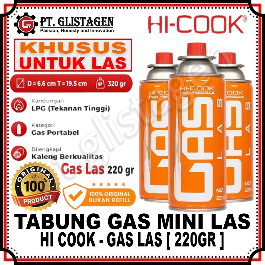 HI-COOK Tabung Gas Las Mini 220 gram / Kaleng Tabung Gas Las 220gr