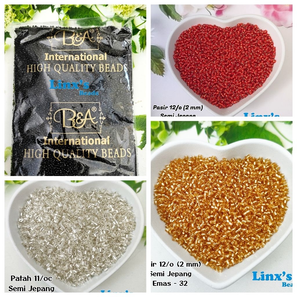 Mote Payet Pasir Semi Jepang / Manik Pasir 2 mm Emas Silver Hitam (20 Gram)