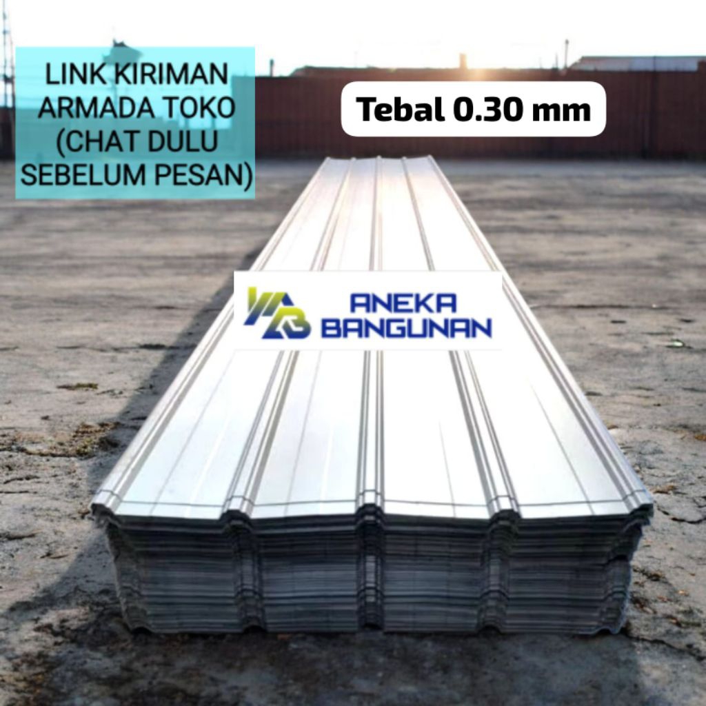 Atap Spandek Polos Murah tebal 0.30 mm (harga per meter)