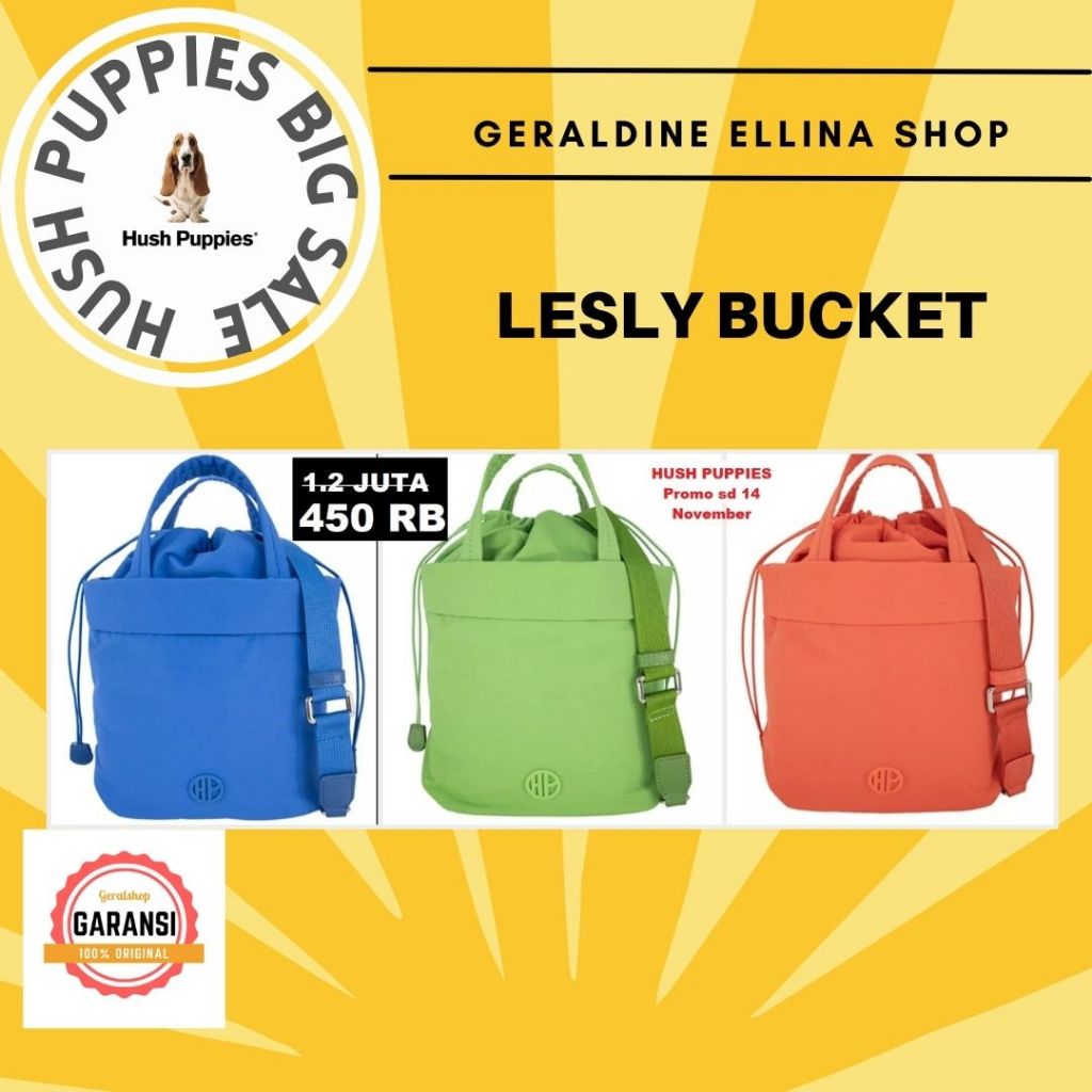 Tas wanita Hush Puppies sale satchel bag 100% ORI STORE seri LESLY BUCKET