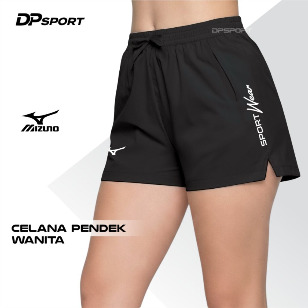 Celana Pendek Voli Cewek Celana Olahraga Prempuan short Pant Hitam Polos Logo Sport Celana Voli wani