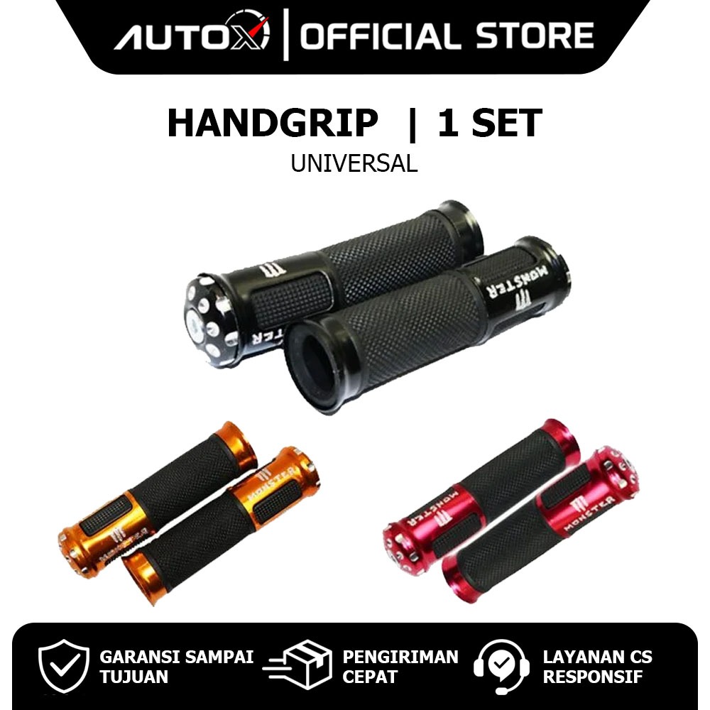 Handgrip CNC Bintik Untuk Semua Jenis Motor Universal Merk Monster Handle Hand Grip Fat pad Assy Han