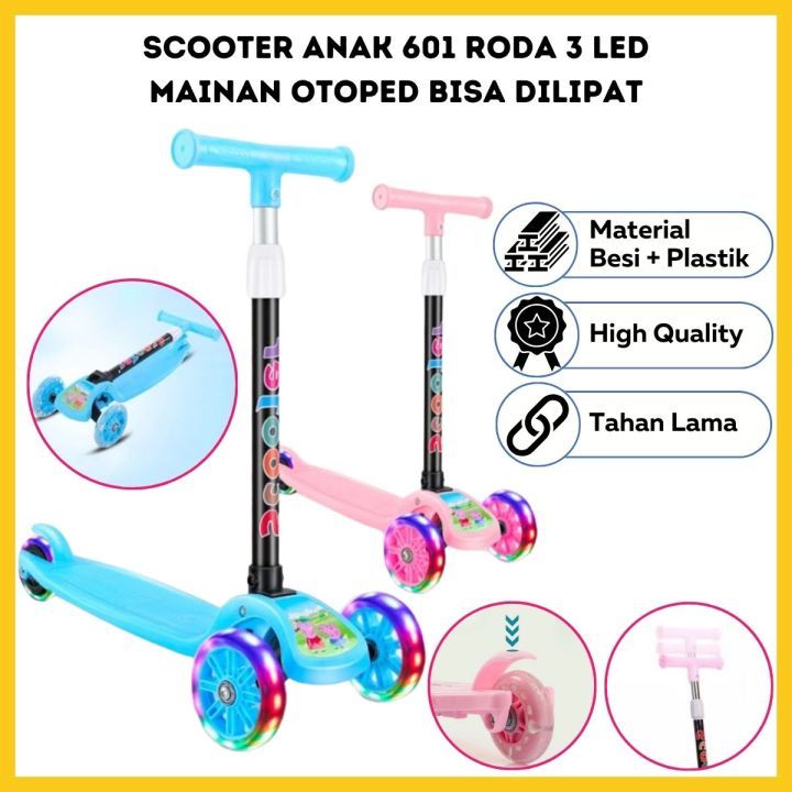 Scooter Anak 3 Roda Lipat LED Murah || Scooter Anak 3 Roda Lipat LED Usia 2-7 Tahun