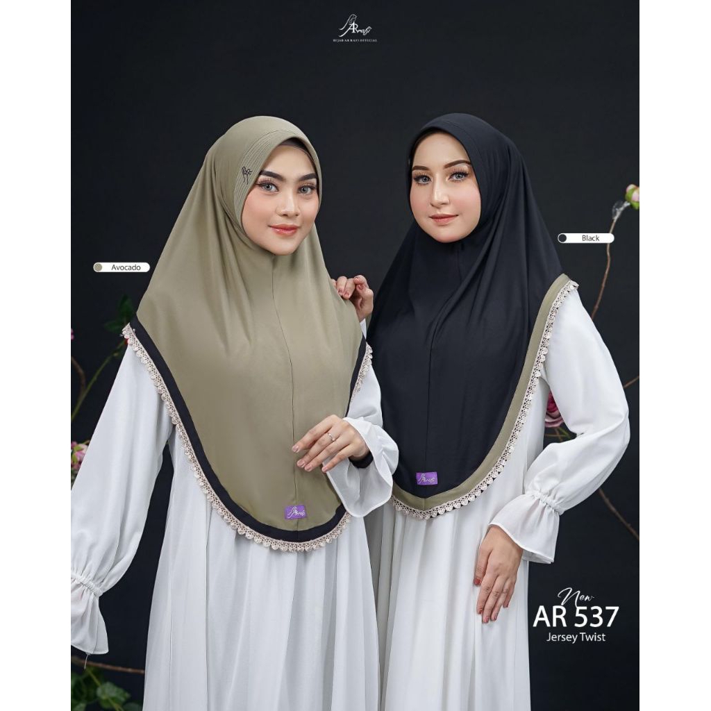 ARRAFI 537 NEW HIJAB BEST SELLER BERGO POLOS VARIASI RENDA SIMPEL DAILY KERUDUNG DEWASA MUSLIMAH