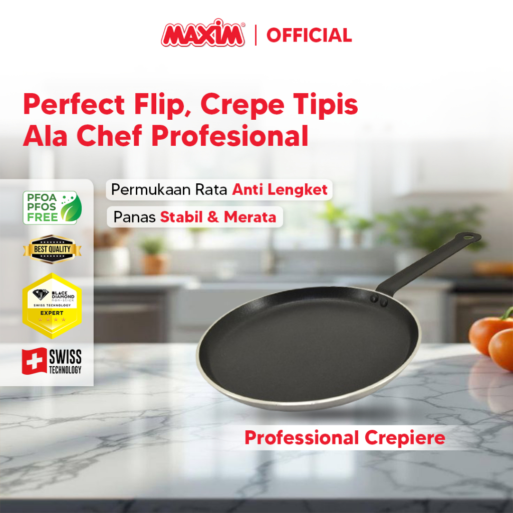 Maxim Pro Series Wajan Teflon Anti Lengket 25cm Crepiere