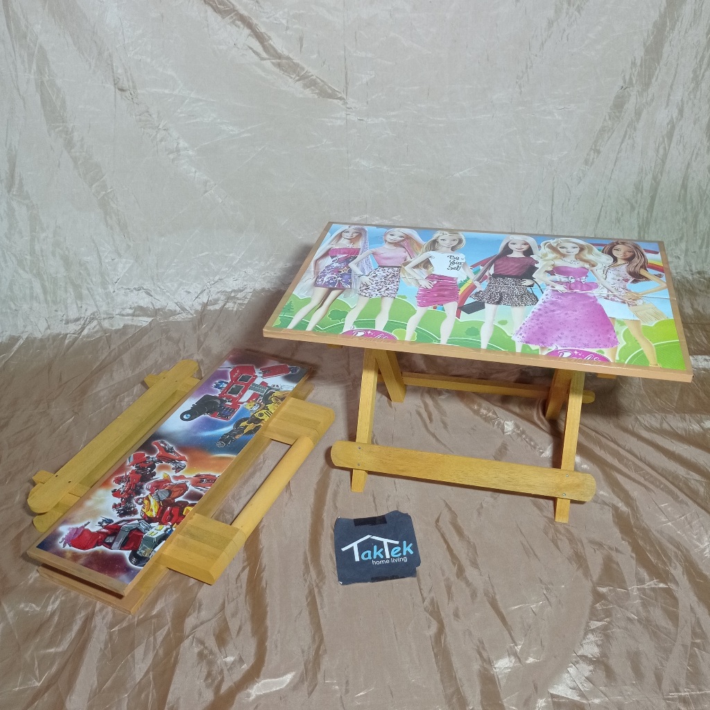 MEJA KAYU LIPAT GAMBAR PORTABLE PIKNIK BELAJAR MEMBACA NGAJI AL QUR'AN KOMPUTER ANGKRINGAN OUTDOOR I