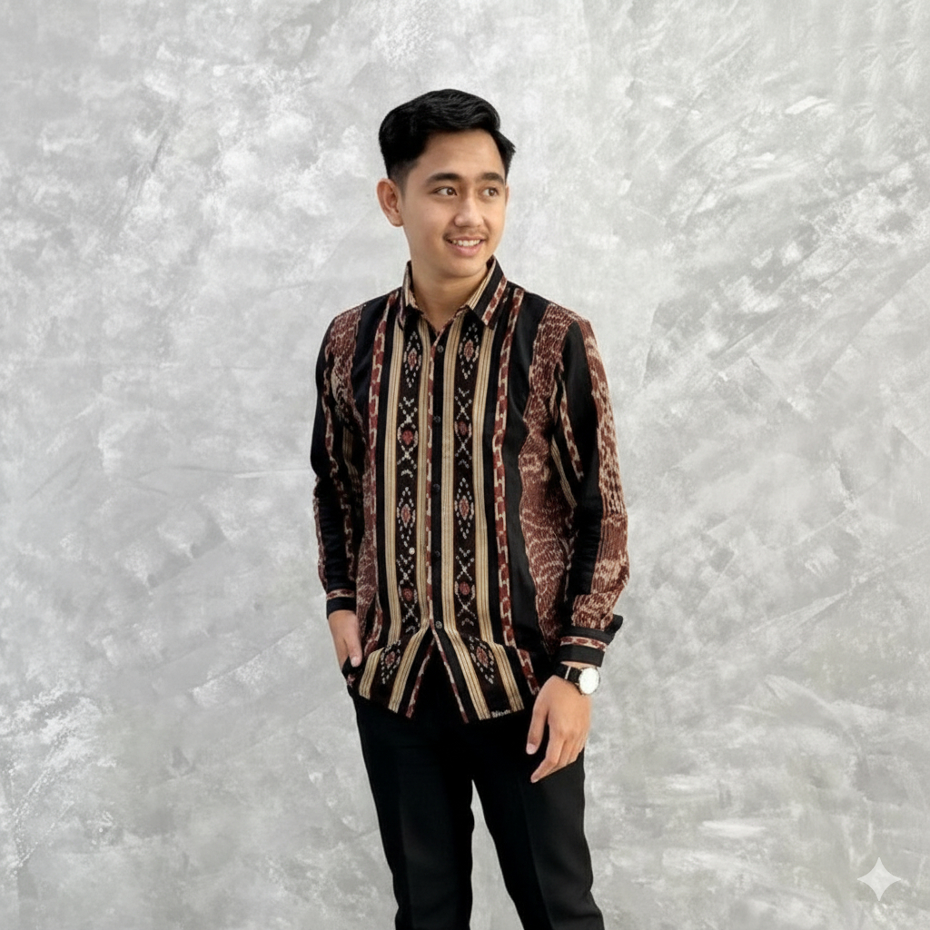 Kemeja Tenun Pria Lengan Panjang Motif Ikat NTT – Kemeja Etnik Modern Formal Casual