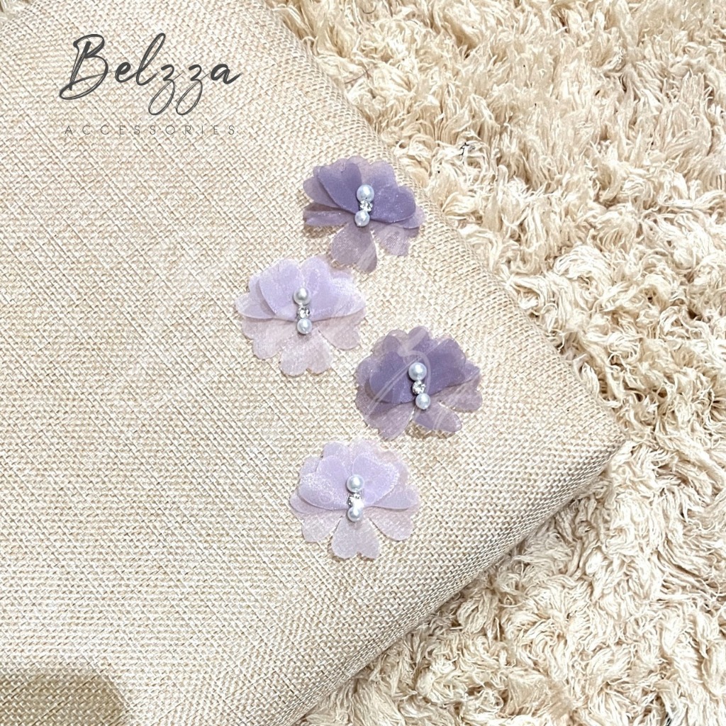 Hiasan Bunga Organza Elegan Multifungsi,Bunga kipas 4cm,kain organza,Bunga Kain Organza Mini Hiasan 