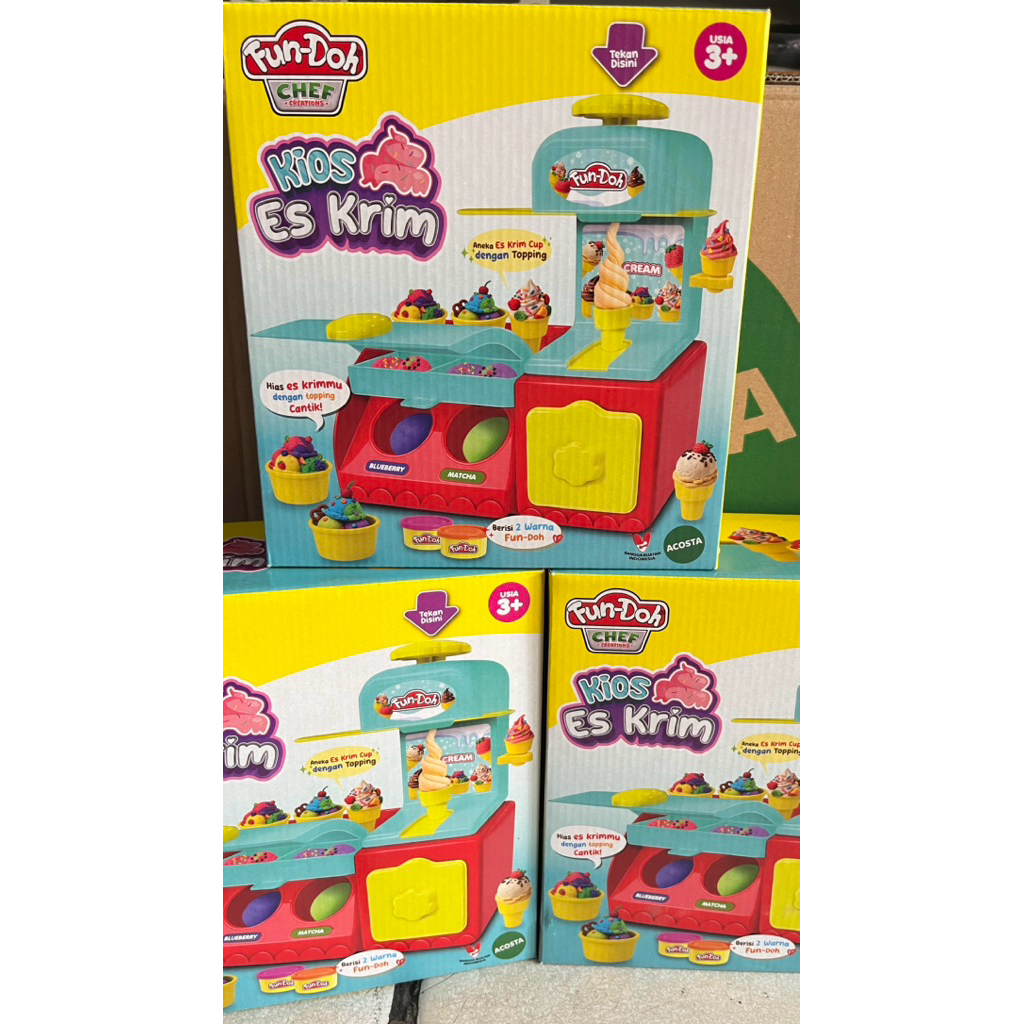 MAINAN LILIN KIOS ES KRIM FUNDOH Mainan Dapur Plastisin Satu Set Cetakan dan Lilin Pembuat Kue Es Kr