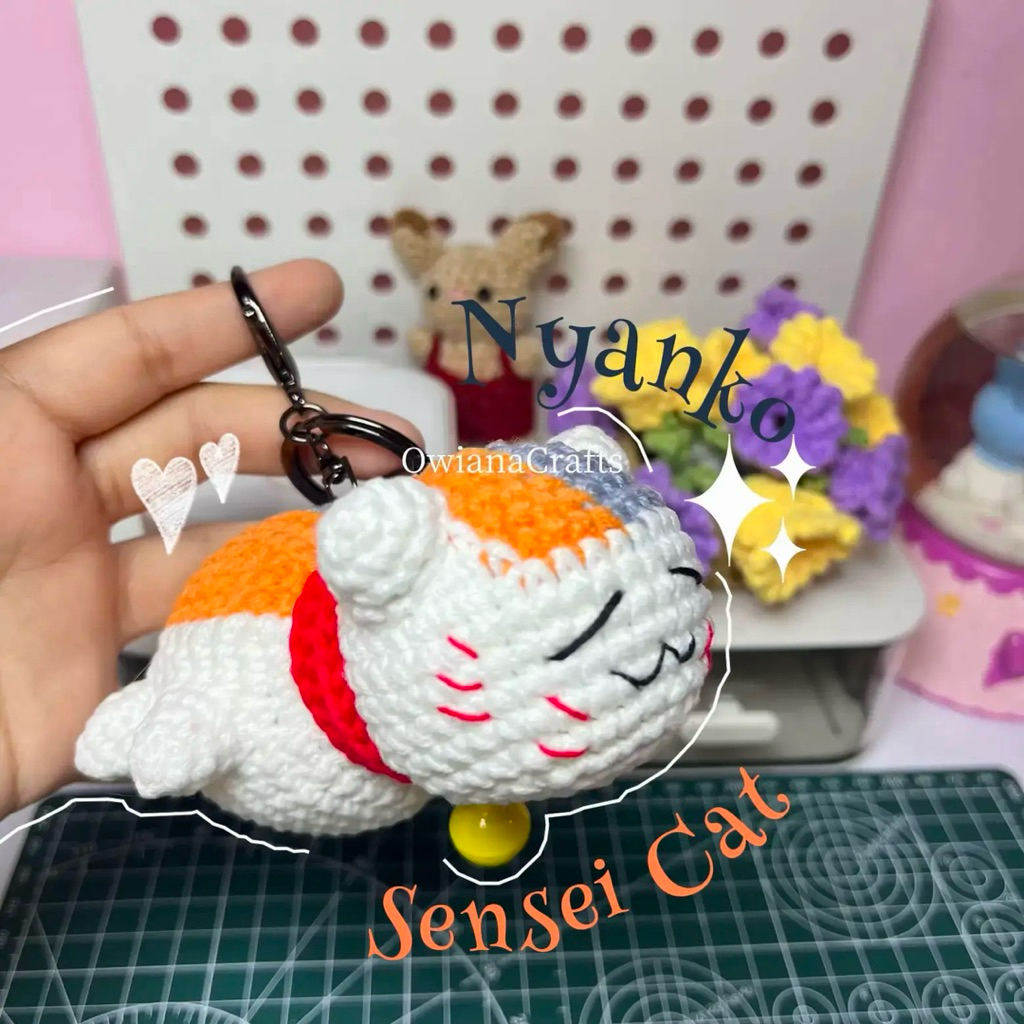 [OwianaCrafts] Crochet Nyanko Sensei - Natsume - Gantungan Rajut Nyanko Sensei