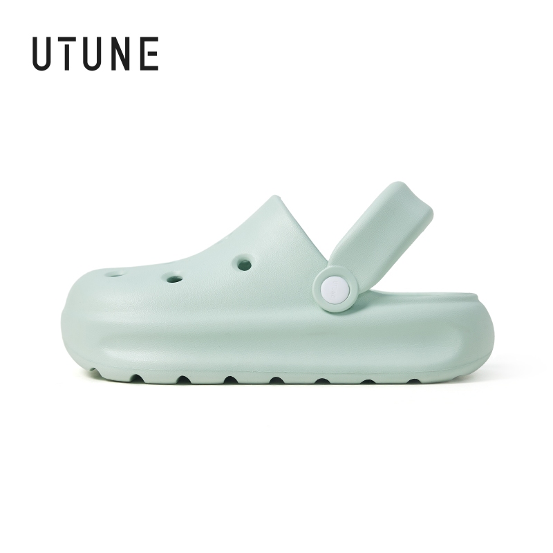 UTUNE Sandal Pantai Sol Tebal Kasual Luar Ruangan Sandal Datar Unisex EVA Anti Selip Lembut