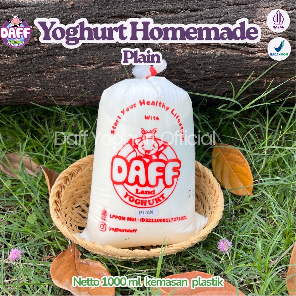 (COD) YOGURT PLAIN HALAL LOW FAT KENTAL 1 LITER | YOGURT THICK | DAFF YOGHURT