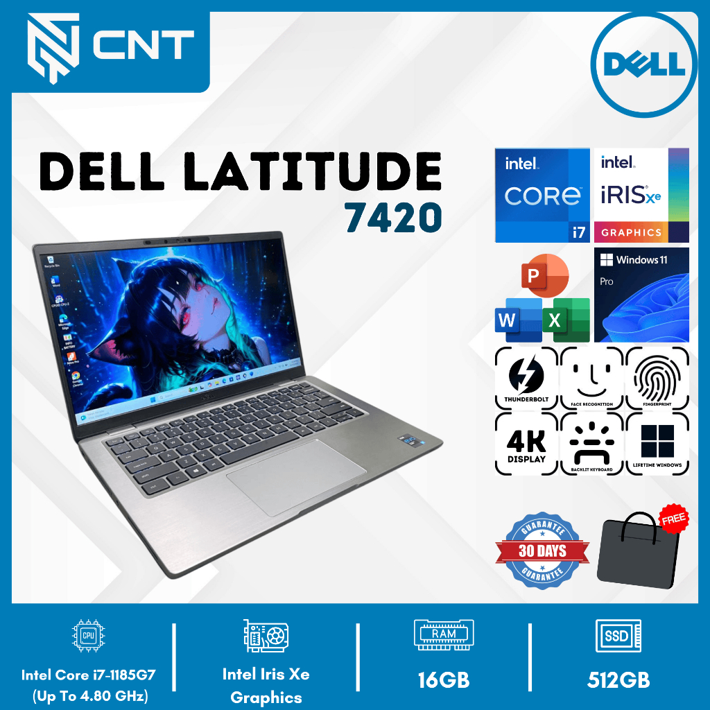 Dell Latitude 7420 Core i7-1185G7 (16/512GB) Display Layar 4K Thunderbolt