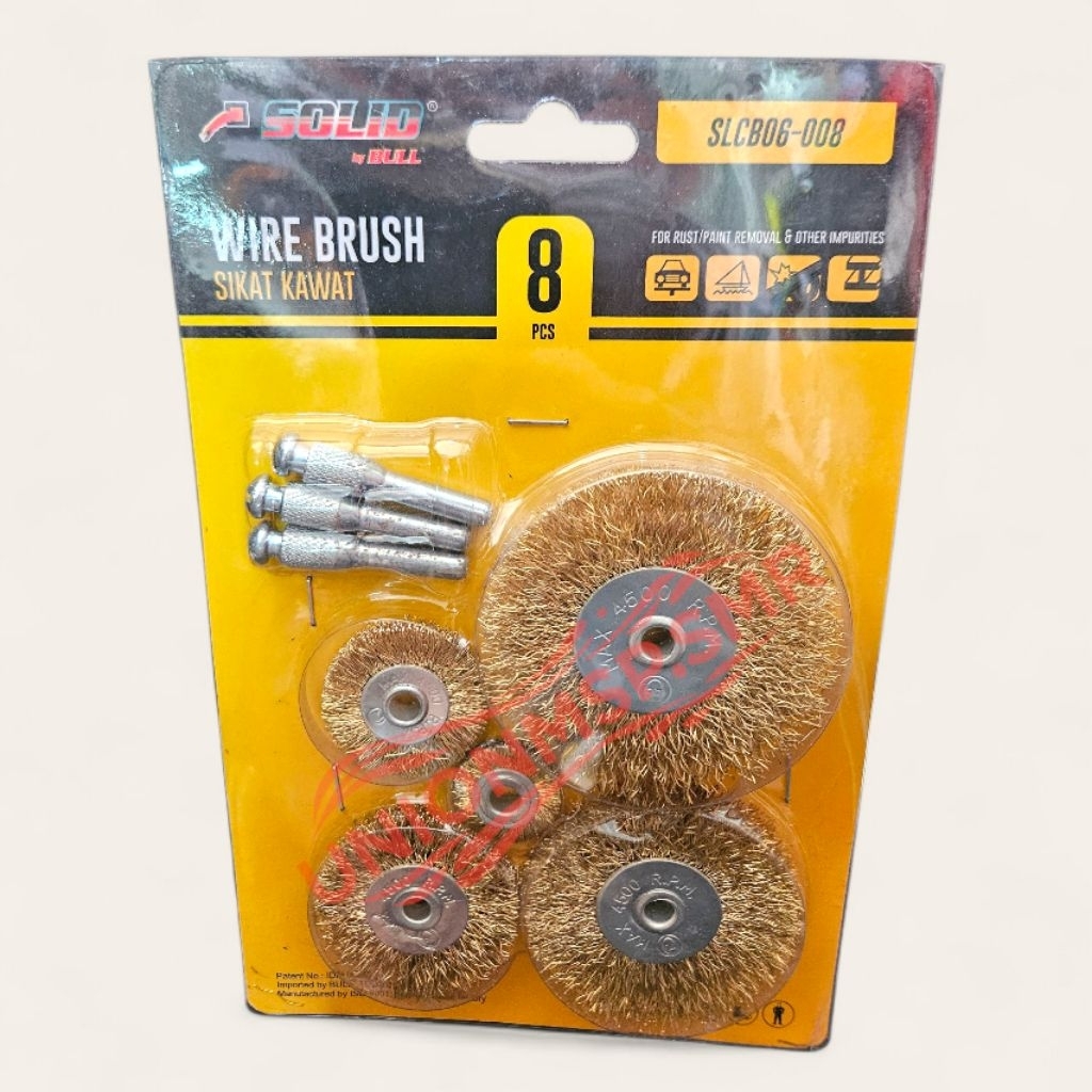 Solid SLCB06-008 Wire Brush 8pcs - Kawat Sikat Piring untuk Mesin Bor Tangan
