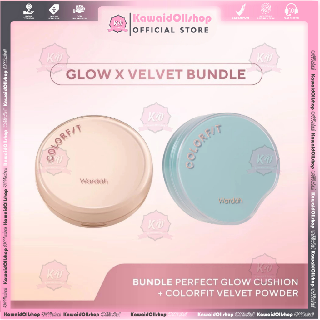 Wardah Bundle [ 2in1 ]  Colorfit Perfect Glow Cushion + Velvet Powder Foundation - Cushion & Bedak G