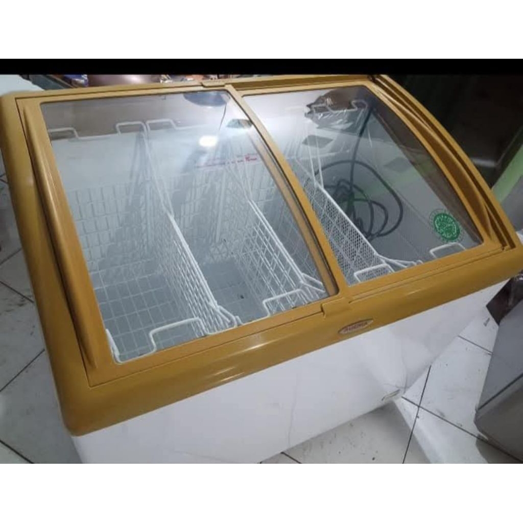 frezzer kaca Aucma 330 liter KULKAS FREEZER PENDINGIN FROZEN FOOD