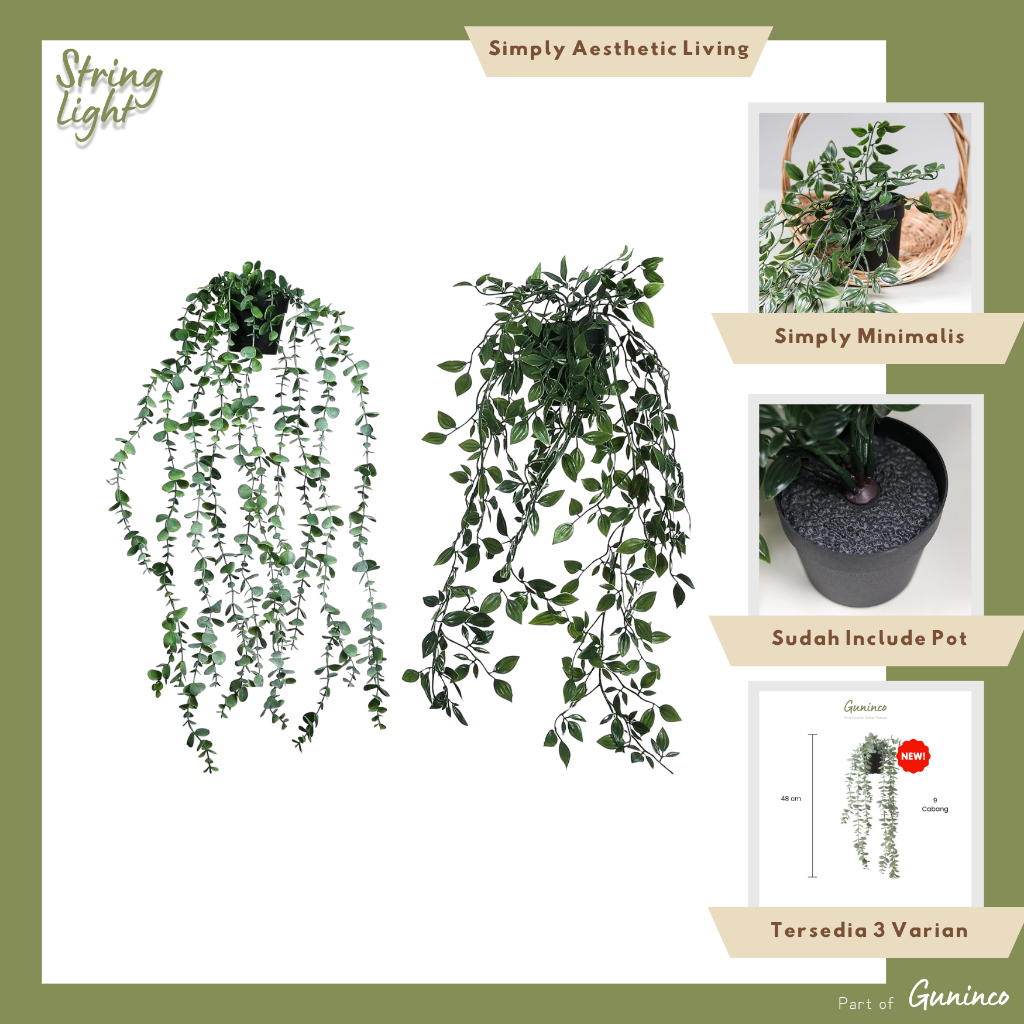 SL Daun Rambat Palsu Eucalyptus Tanaman Gantung Tanaman Hias Gantung Pot Bunga Artificial