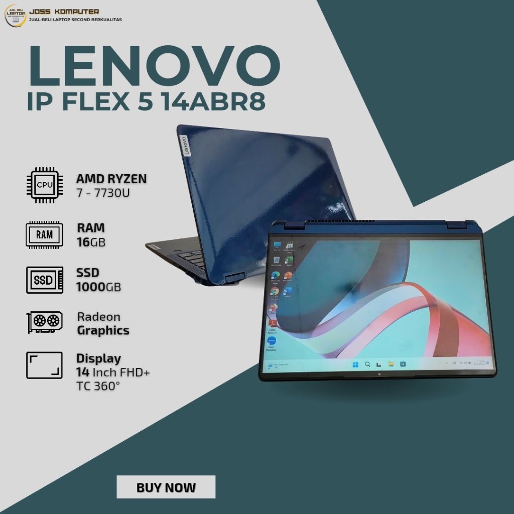LENOVO IDEAPAD FLEX 5 14ABR8 AMD RYZEN 7 7730U/ RAM 16GB/ SSD 1000GB/ 14" FHD+ / TC Flip