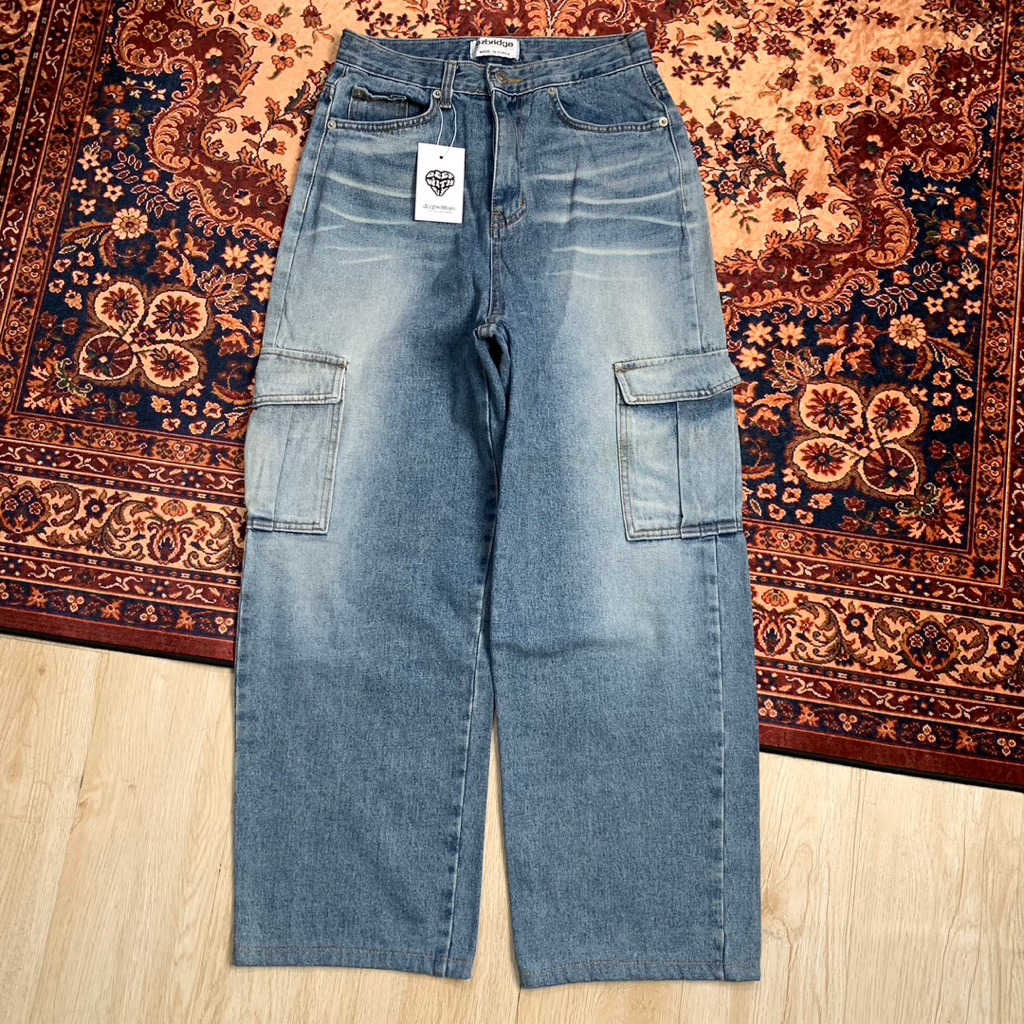 Ozbridge Blue Cargo Jeans Wide Fit Fit NB813