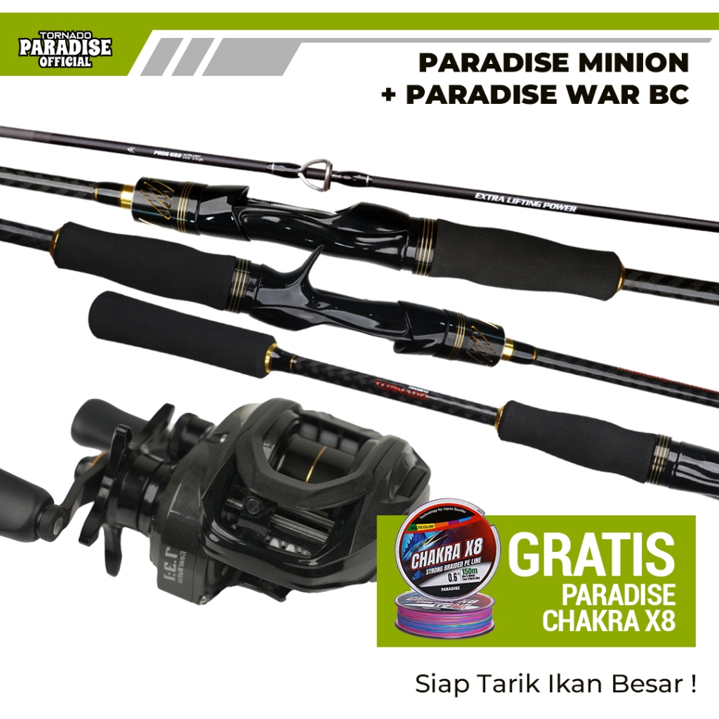 Joran Pancing Paradise Minion  + Reel War BC [Free PE Chakra 150 Meter PE 1] BC, High Response Solid