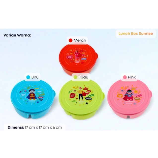 Tempat Makan Bulat Plastik / Lunch Box Murah Jagoan Sunrise 2800