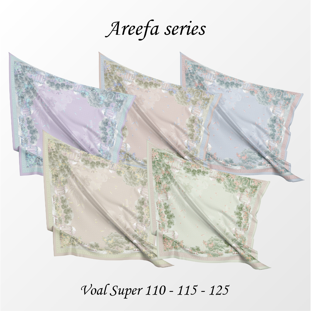 Hijab printing AREEFA kain voal super jasa cetak hijab segi empat kerudung muslimah
