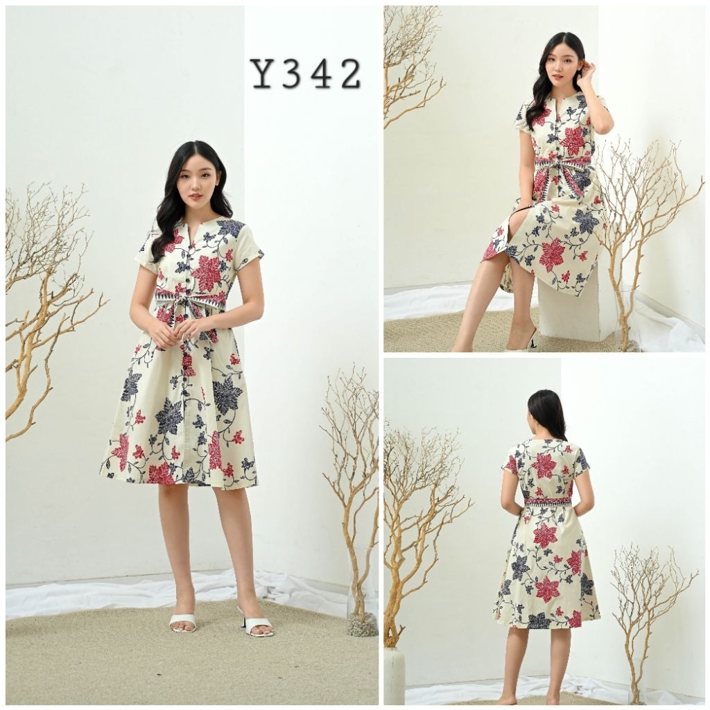 batik wanita D2518 Dress Batik Wanita Lengan Pendek Bahan Katun Stretch Model Modern D2518 lengan pe