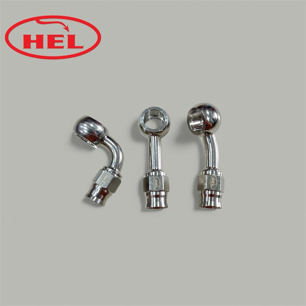 Nepel Fitting Banjo Selang Rem HEL Stainless Steel 0/45/90 Derajat Original HEL / sinar_variasimotor