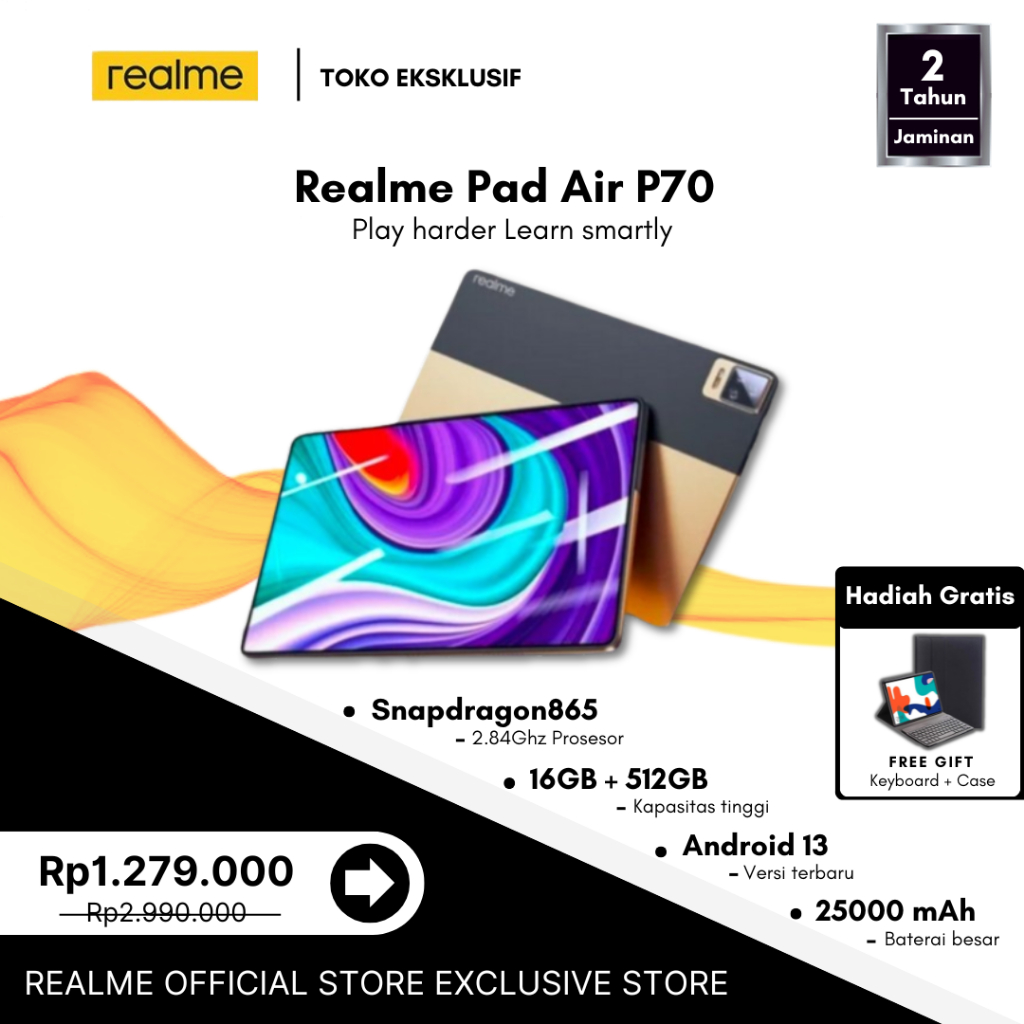 (COD) Realme Pad X LITE Andriod Tablet Snapdragon 865 16GB + 512GB 10.1 Inch | Dual SIM WiFi 2.4/5G