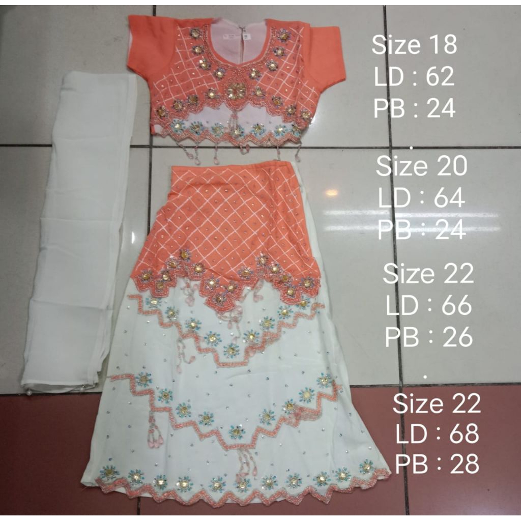 Lehenga Kids Umur 4,5,6,7,8,9,10,11 tahun / Baju India Anak