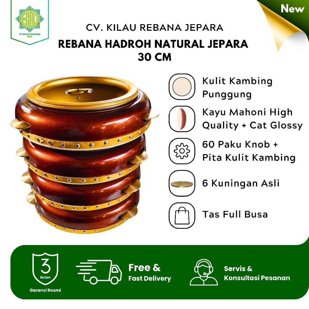 Rebana Terbang Hadroh Al-Banjari Jepara 30 Cm Berkualitas dan Bergaransi CV. Kilau Rebana Jepara