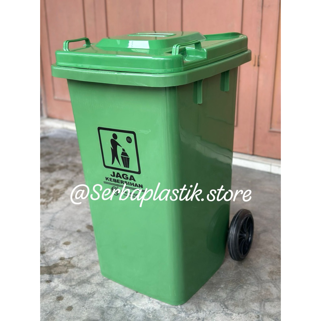 tempat sampah besar jumbo plastik 110ltr roda / tong sampah jumbo segi / tempat sampah roda besar tu