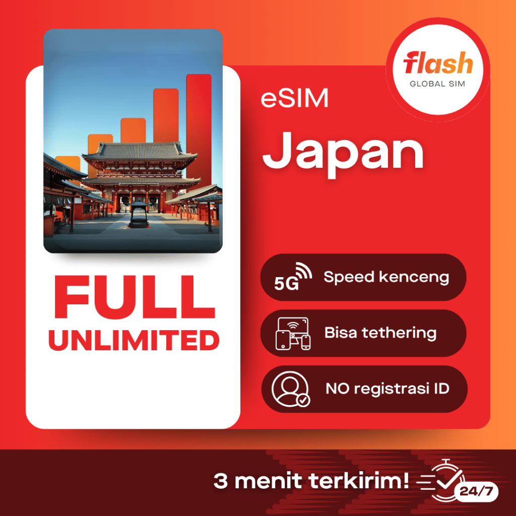 eSIM Japan Full Unlimited Flash Global SIM (eSim Jepang)