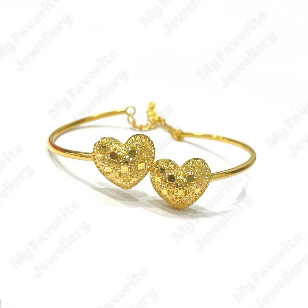 Gelang Bangle Love Hati Susun Emas Asli Kadar 875